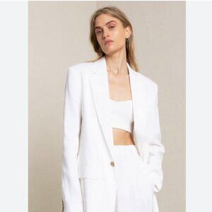 A.L.C. White Linen Cotton Blazer Size 6 Relaxed Fit